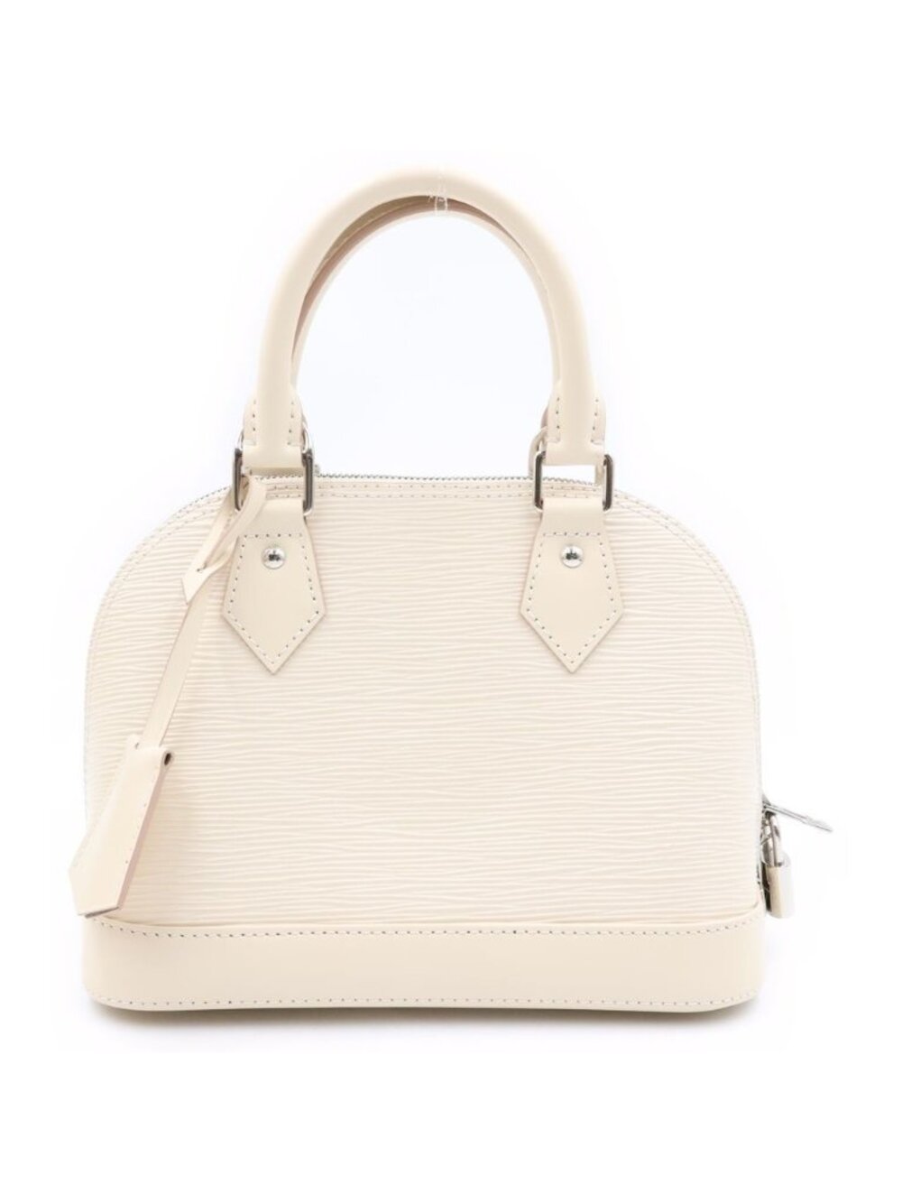 Louis Vuitton Epi Alma BB Leather Silver 2-Way Shoulder Bag Quartz White